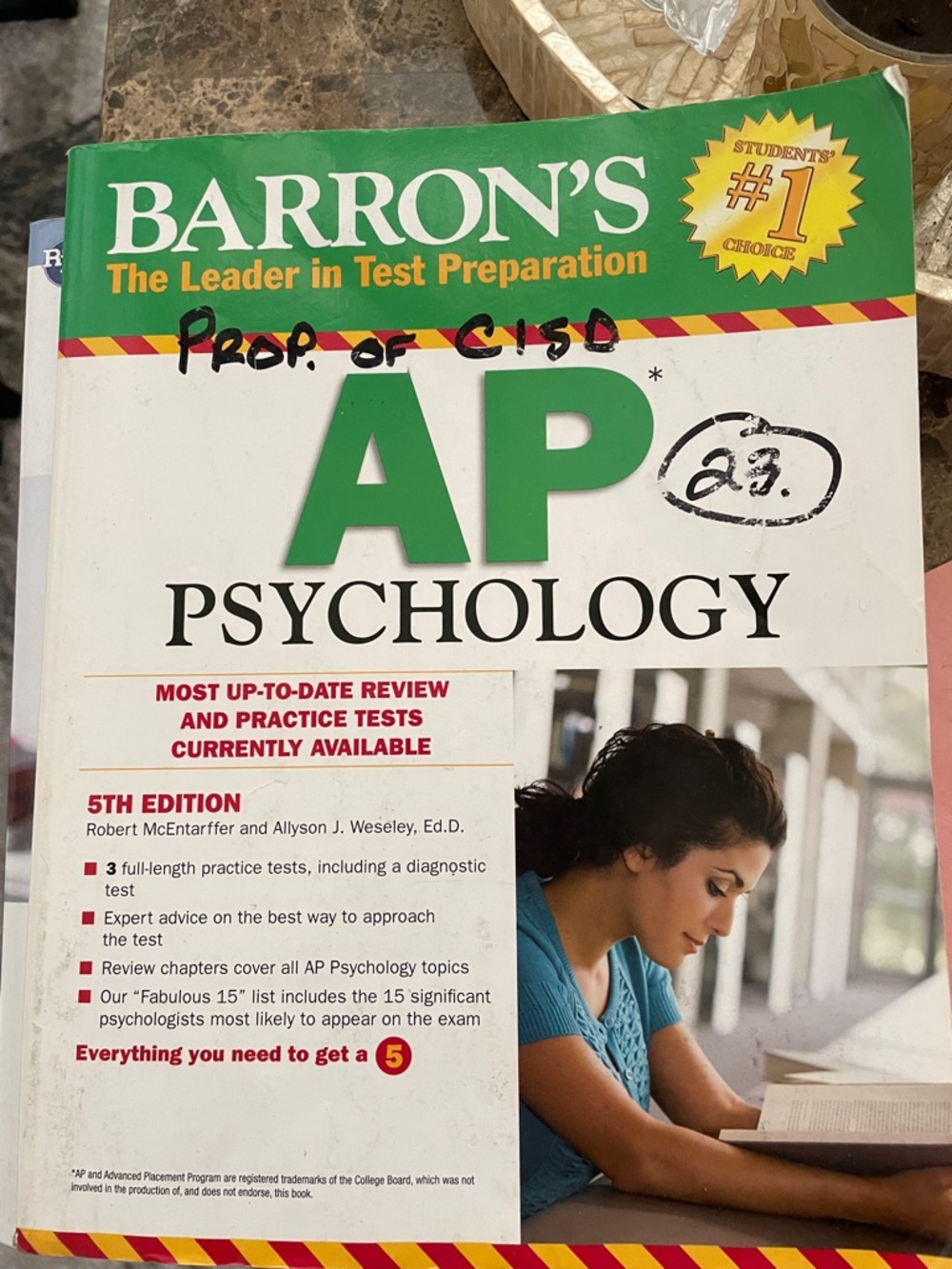 Barron's AP Psychology Prep Book - Green & White Cover